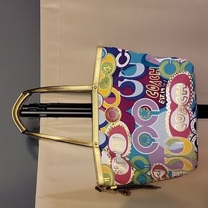 Coach Bag - fun bright and colorful pattern Graffiti NEW